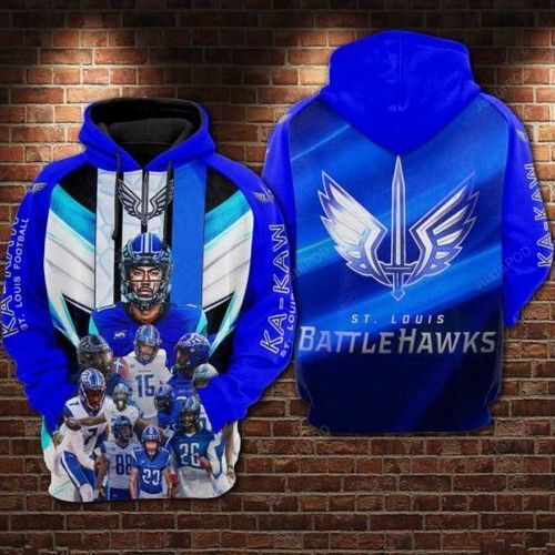 St Louis Battlehawks Xfl The Dome Blue Men And Women 3d Full Printing Hoodie And Zip Hoodie St Louis Battlehawks 3d Full Printing Shirt