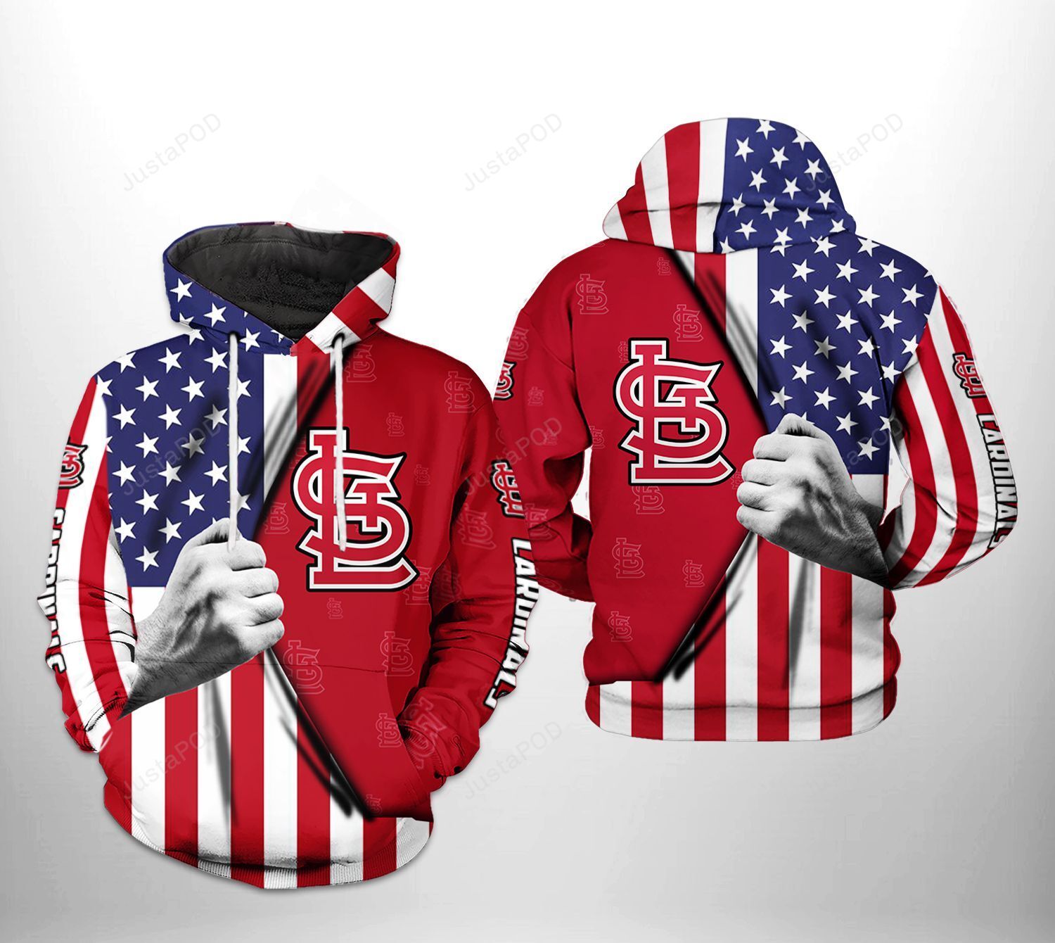 St Louis Cardinals Mlb Us Flag 3d All Over Print Hoodie Zip-up Hoodie