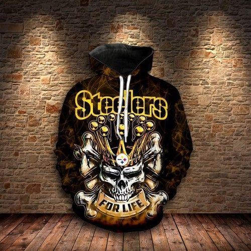 Steelers For Life King Skull Pittsburgh Steelers Pullover And Zip Pered Hoodies Custom 3d Graphic Printed 3d Hoodie