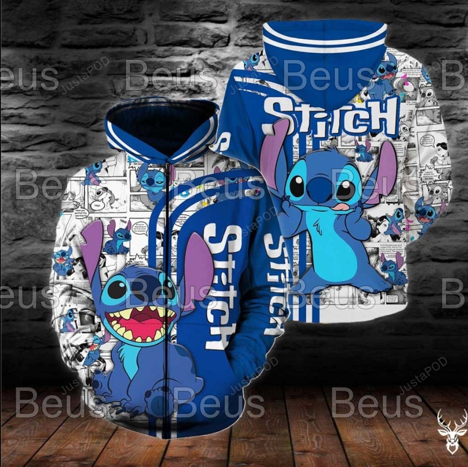 Stitch 3d All Over Print Hoodie Zip-up Hoodie-trungten-vvpam