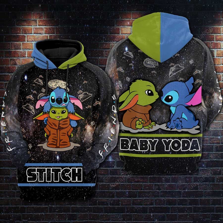 Stitch And Baby Yoda 3d Hoodie