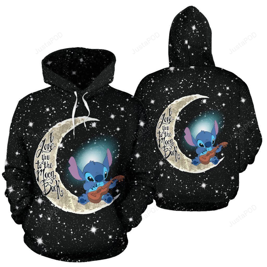 Stitch Cartoon Lilo And Stitch I Love You To The Moon And Back 3d All Over Print Hoodie Zip-up Hoodie