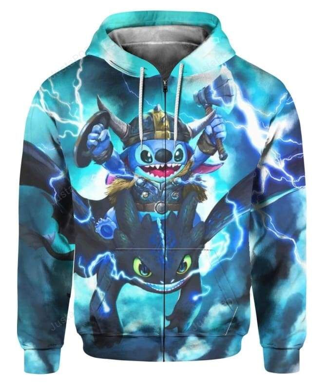 Stitch Toothless Viking 3d All Over Print Hoodie Zip-up Hoodie