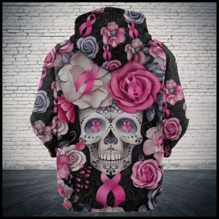 Sugar Skull Breast Cancer Ribbon 3d All Over Print Hoodie Zip-up Hoodie