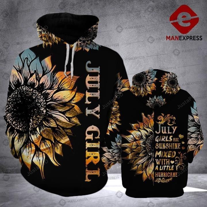 Sunflower July Girls 3d All Over Printed Hoodie Zip- Up Hoodie