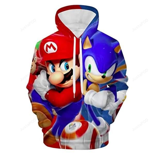 Super Mario And Sonic For Unisex 3d All Over Print Hoodie Zip-up Hoodie