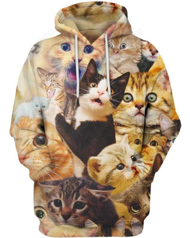 Surprised Cats 3d All Over Print Hoodie Zip-up Hoodie