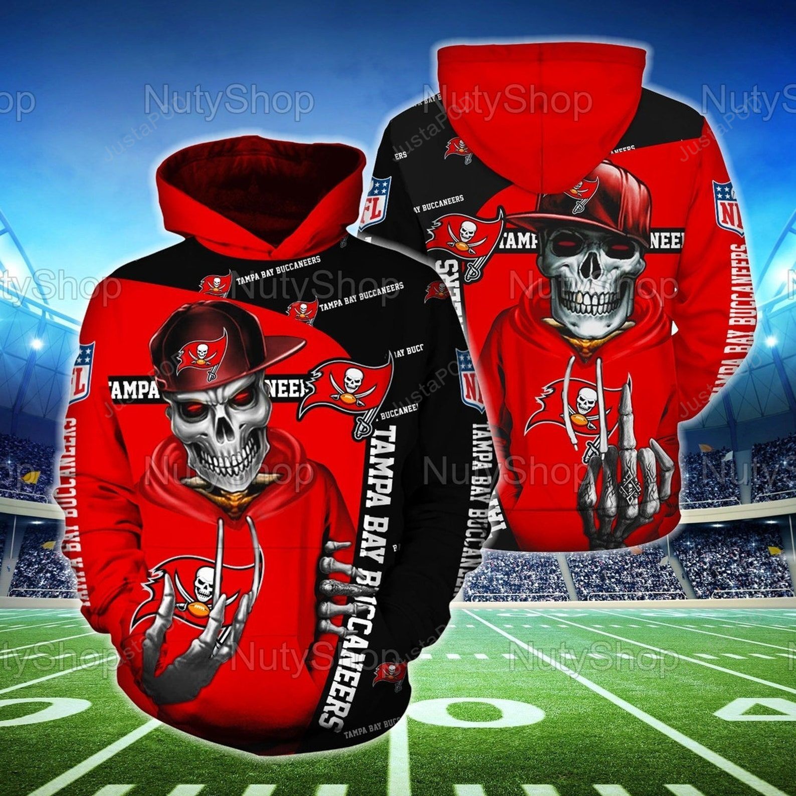 Tampa Bay Buccaneers Skull 3d All Over Print Hoodie Zip-up Hoodie-trungten-ku0nd