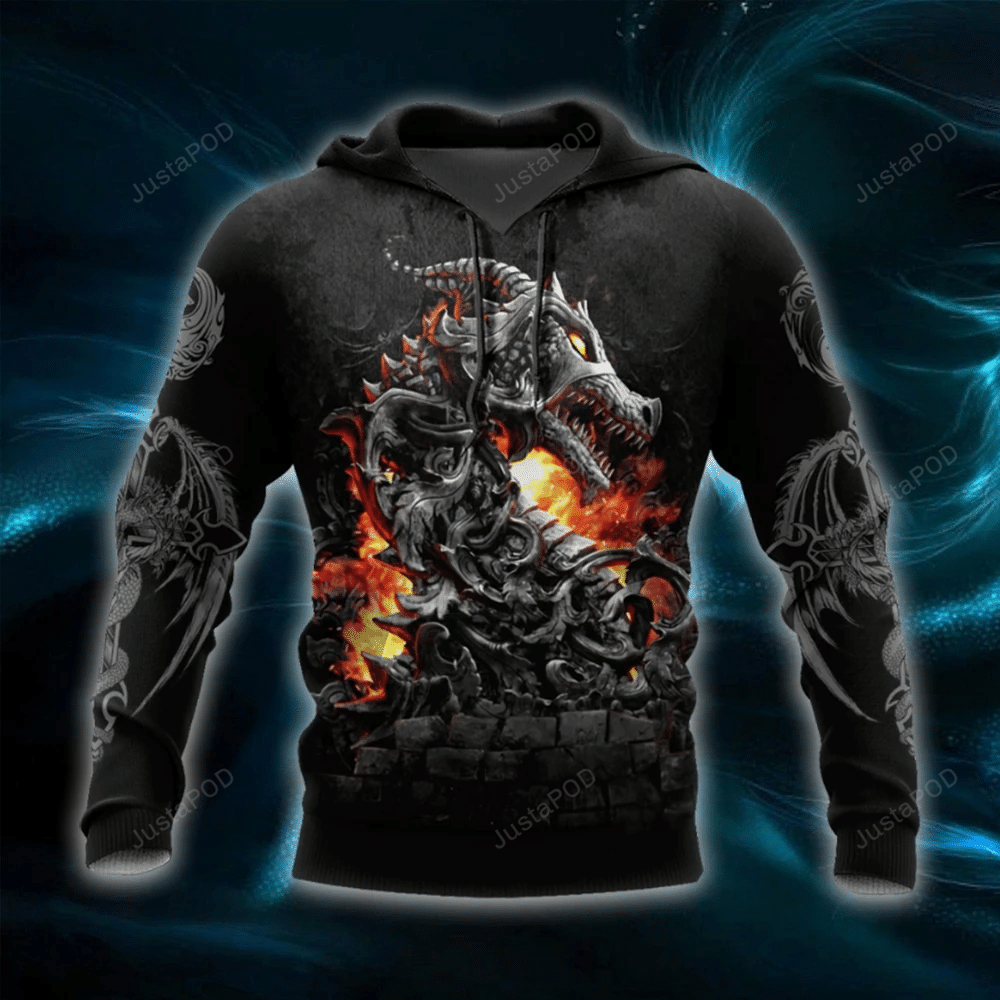 Tattoo And Dungeon Dragon 3d All Over Printed Hoodie Zip- Up Hoodie