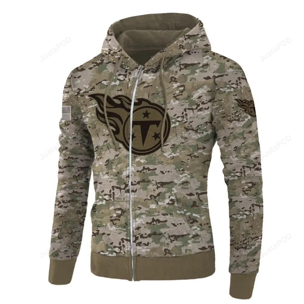 Tennessee Titans Camo 3d All Over Print Hoodie Zip-up Hoodie