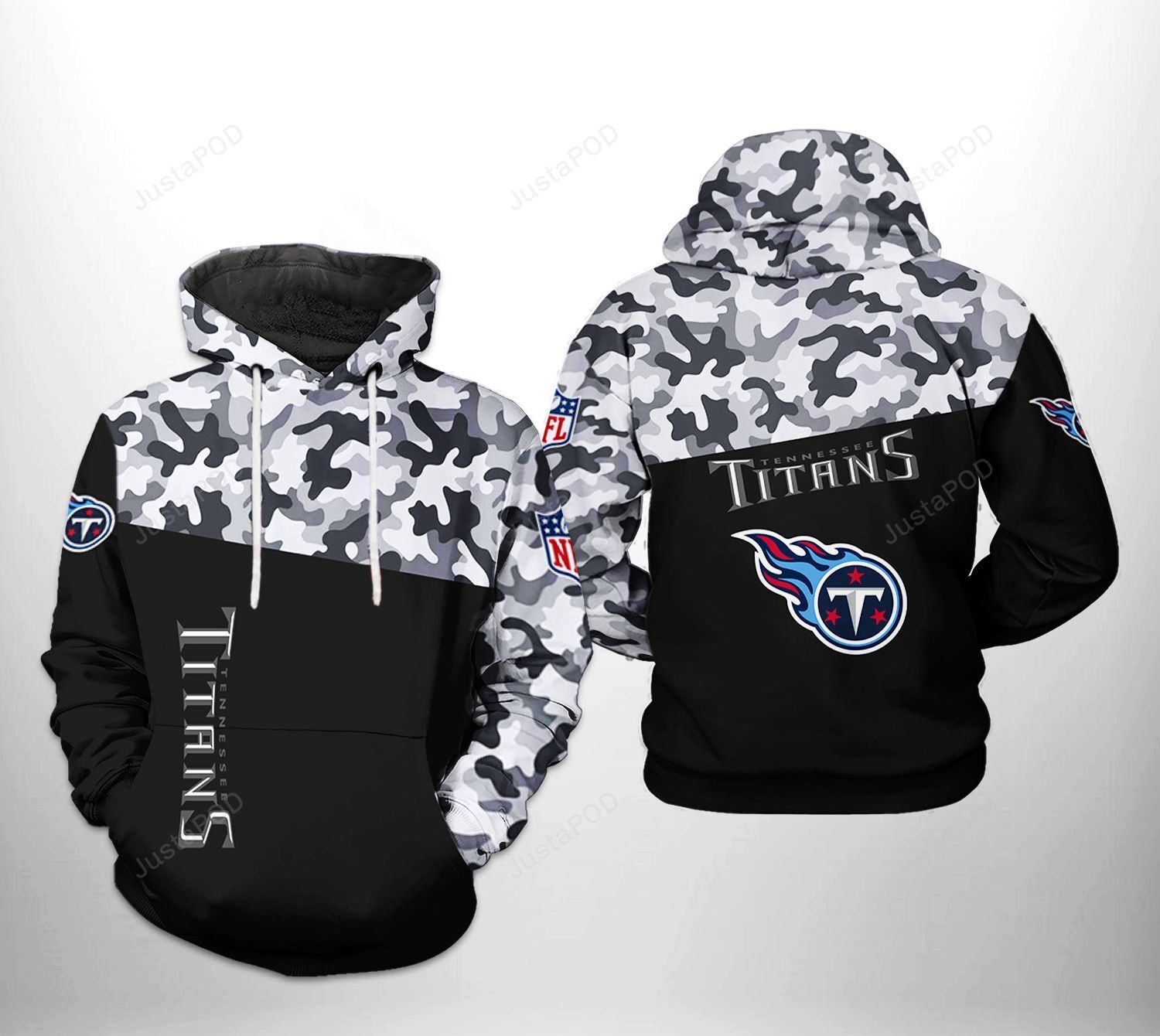 Tennessee Titans Nfl Camo Veteran Team 3d All Over Print Hoodie Zip-up Hoodie