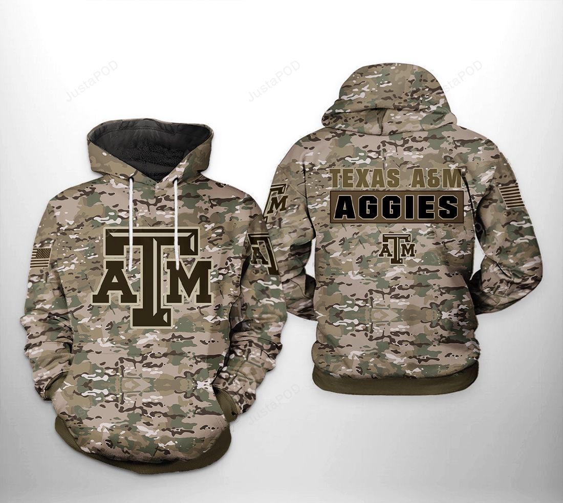 Texas Am Aggies Ncaa Camo Veteran 3d All Over Print Hoodie Zip-up Hoodie