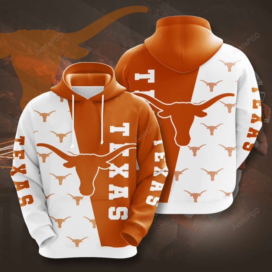 Texas Longhorns 3d All Over Print Hoodie Zip-up Hoodie-trungten-3zi1m