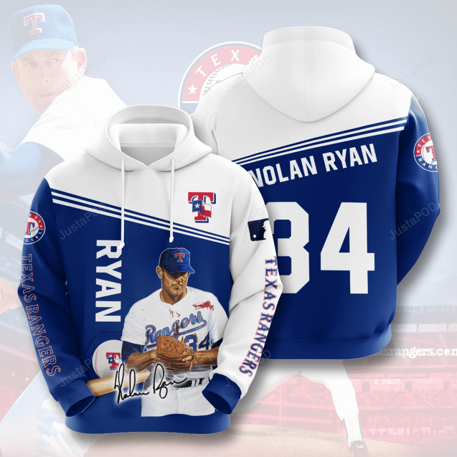 Texas Rangers Nolan Ryan 3d All Over Printed Hoodie Zip- Up Hoodie