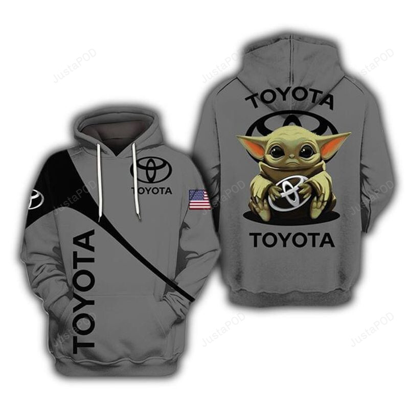 The Mandalorian Baby Yoda Holding Toyota 3d All Over Printed Hoodie Zip- Up Hoodie