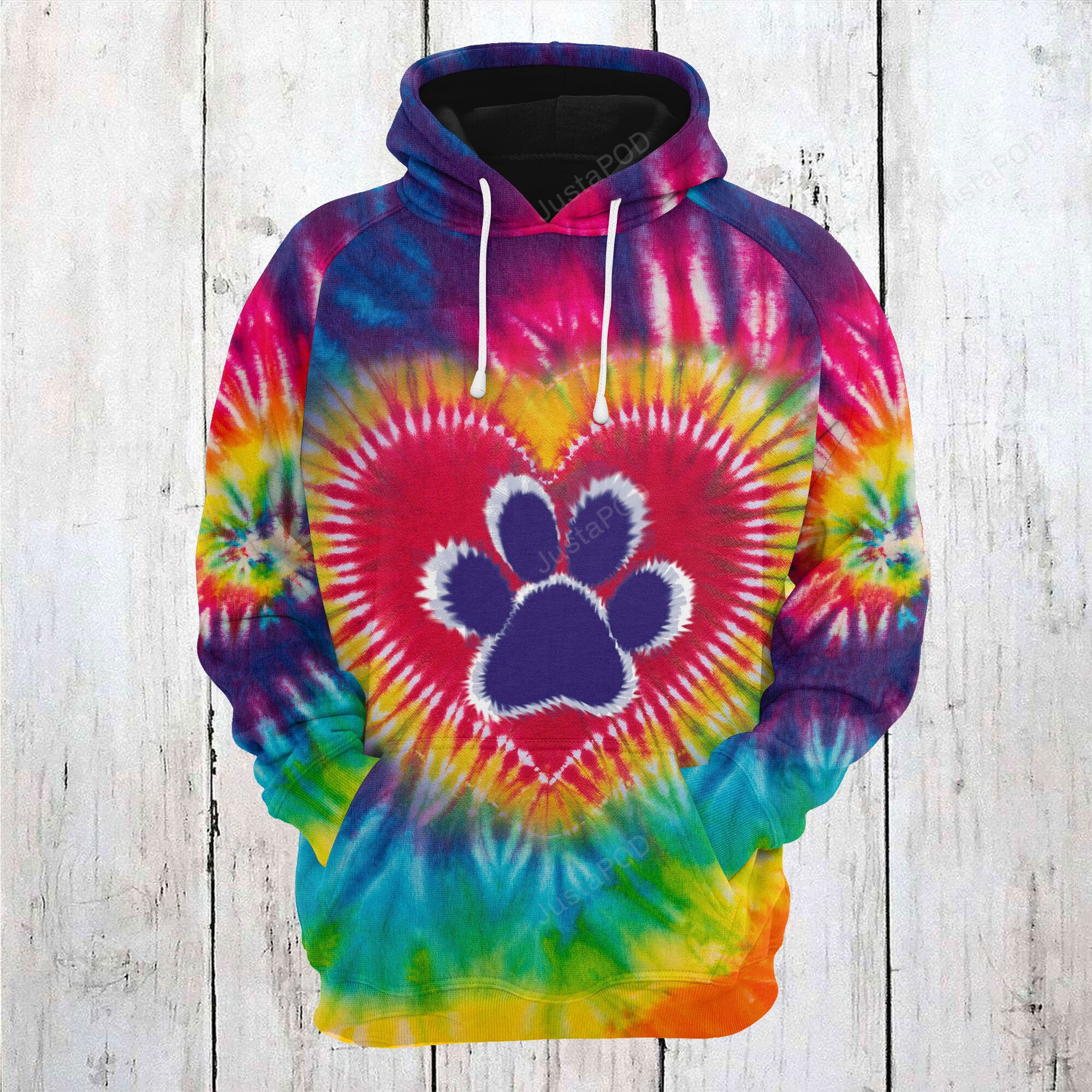 Tie Dye Dog Paw 3d All Over Print Hoodie Zip-up Hoodie