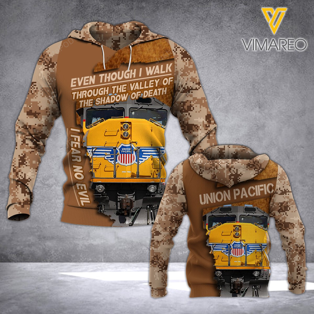 Union Pacific Railroad Camo 3d All Print Hoodie Zip- Up Hoodie