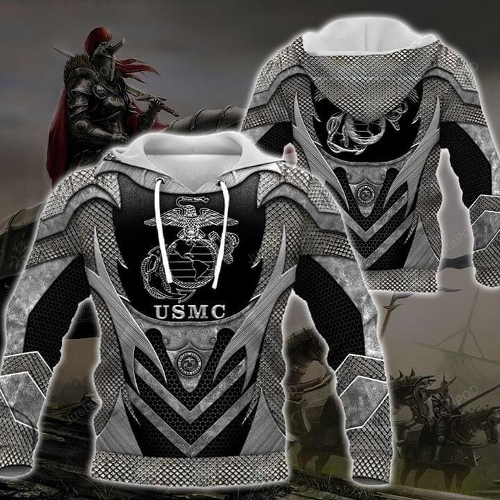 United States Marine Corps Usmc Viking Silver 3d All Over Printed Hoodie Zip- Up Hoodie