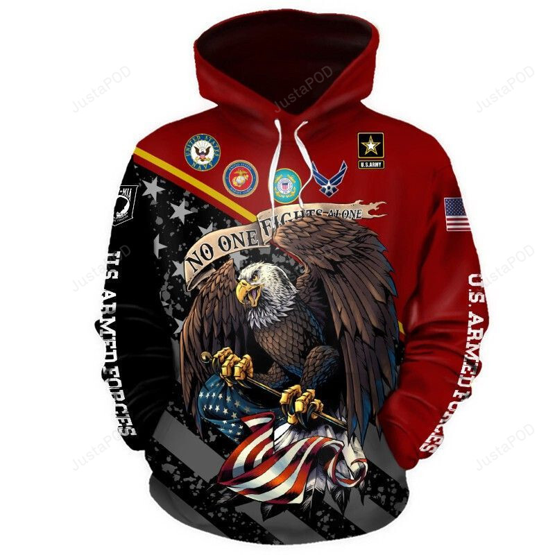 Us Armed Forces 3d All Over Printed Hoodie Zip- Up Hoodie