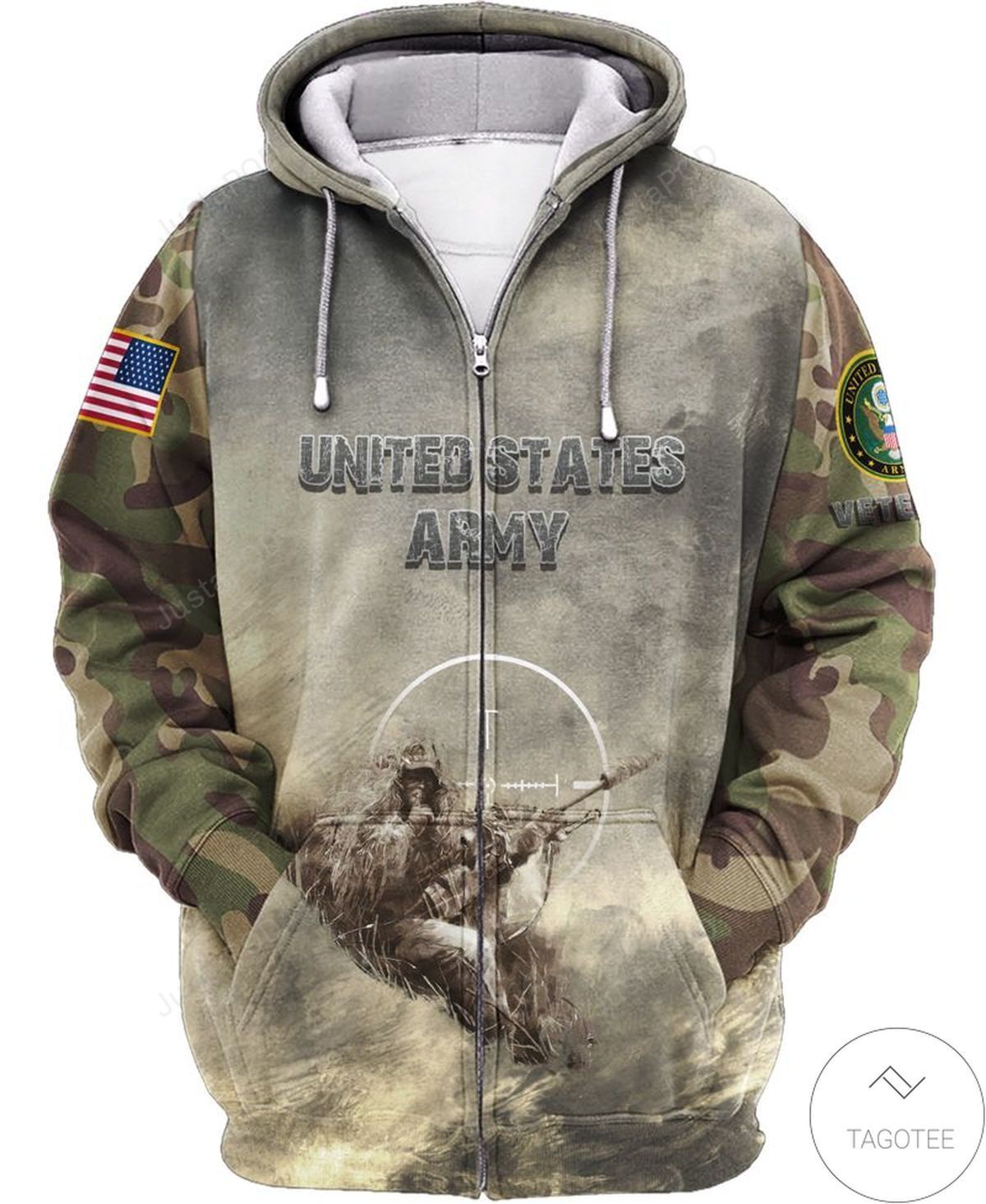 Us Army 3d All Over Print Hoodie Zip-up Hoodie