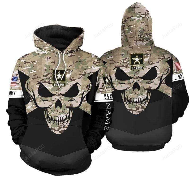 Us Army Veteran Camo Skull Hoodie 3d