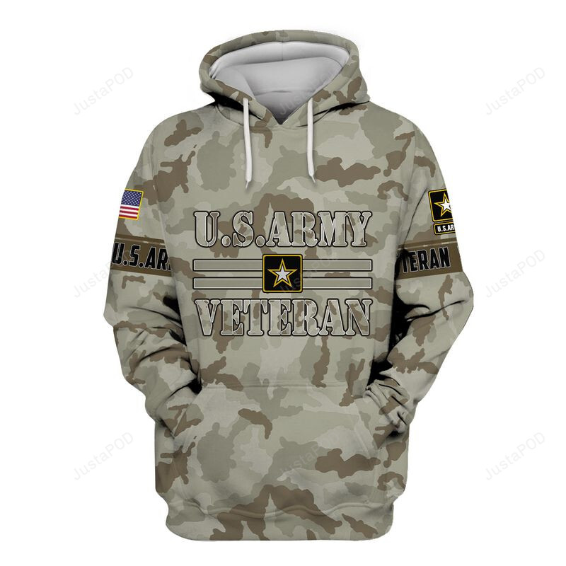 Us Army Veteran Camouflage 3d All Over Print Hoodie Zip-up Hoodie