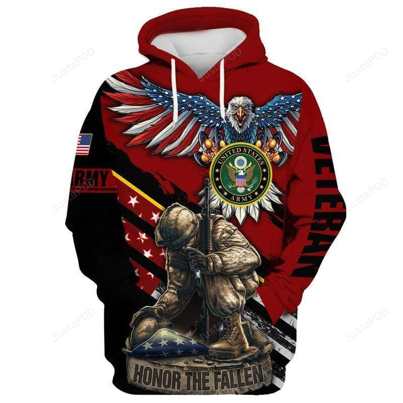 Us Army Veteran Eagle Honor The Fallen 3d All Print Hoodie Zip- Up Hoodie