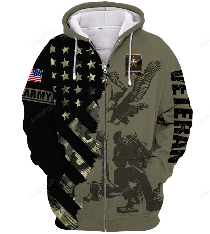 Us Army Veteran Us Flag 3d All Over Print Hoodie Zip-up Hoodie