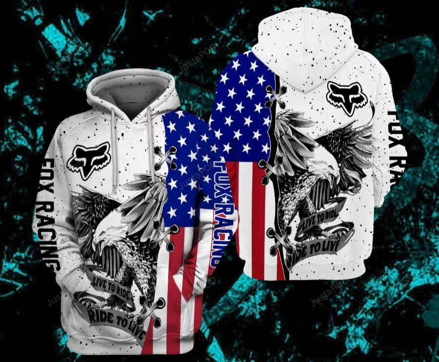 Us Eagle Fox Racing Love To Ride 3d All Over Print Hoodie Zip-up Hoodie