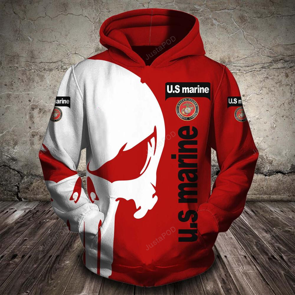 Us Marine 3d All Print Hoodie Zip- Up Hoodie