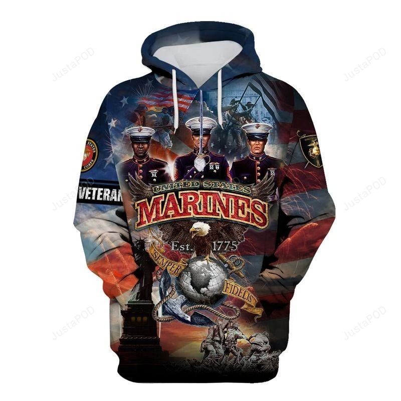 Us Marine Corp 3d All Over Print Hoodie Zip-up Hoodie