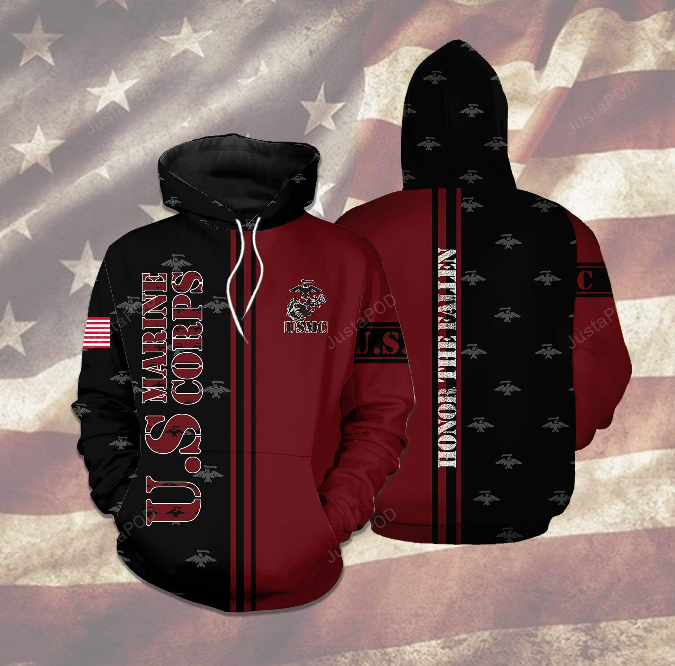 Us Marine Corps 3d All Print Hoodie Zip- Up Hoodie