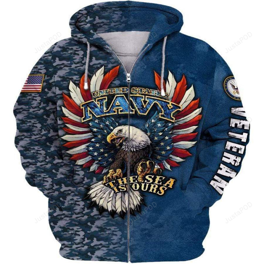 Us Navy The Sea Is Ours 3d All Print Hoodie Zip- Up Hoodie