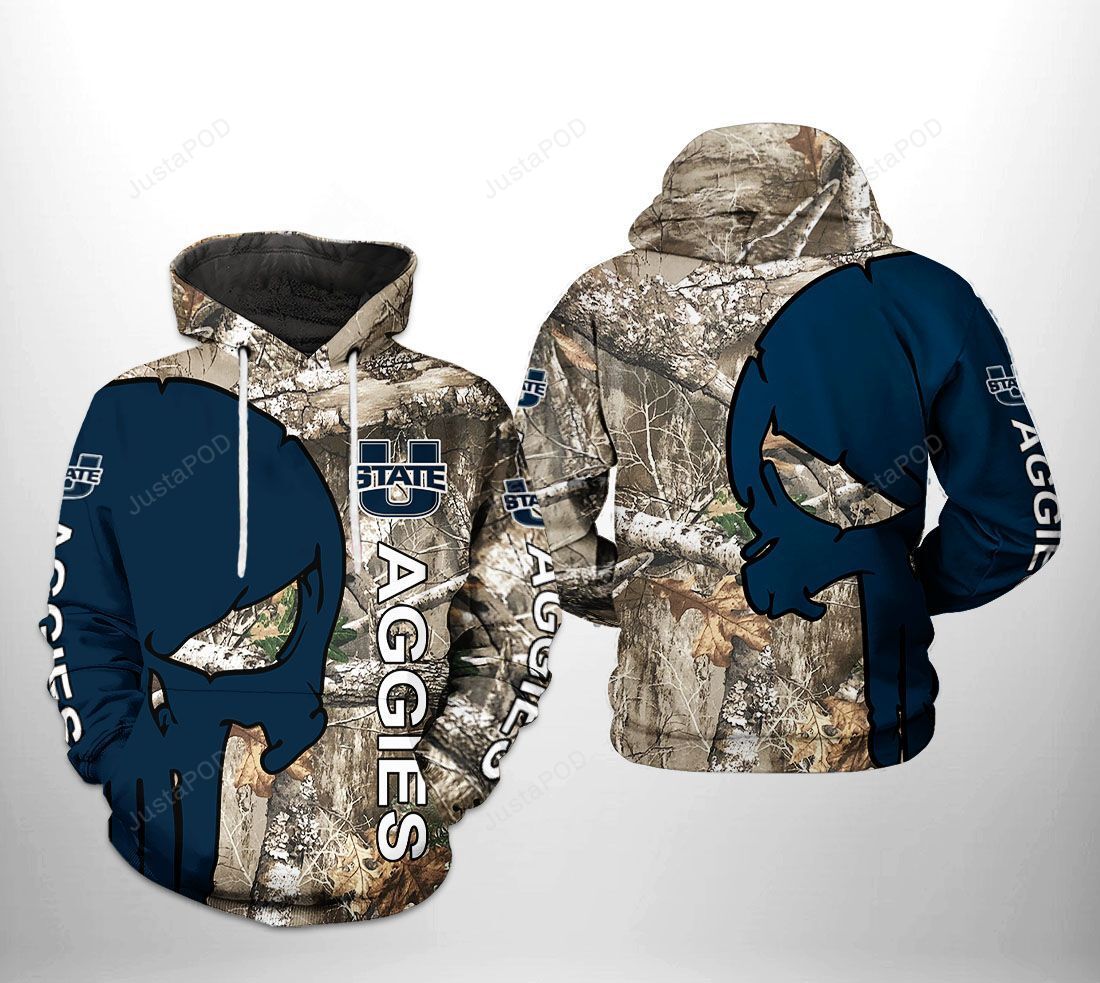 Utah State Aggies Ncaa Camo Veteran 3d All Over Print Hoodie Zip-up Hoodie-trungten-m51o7