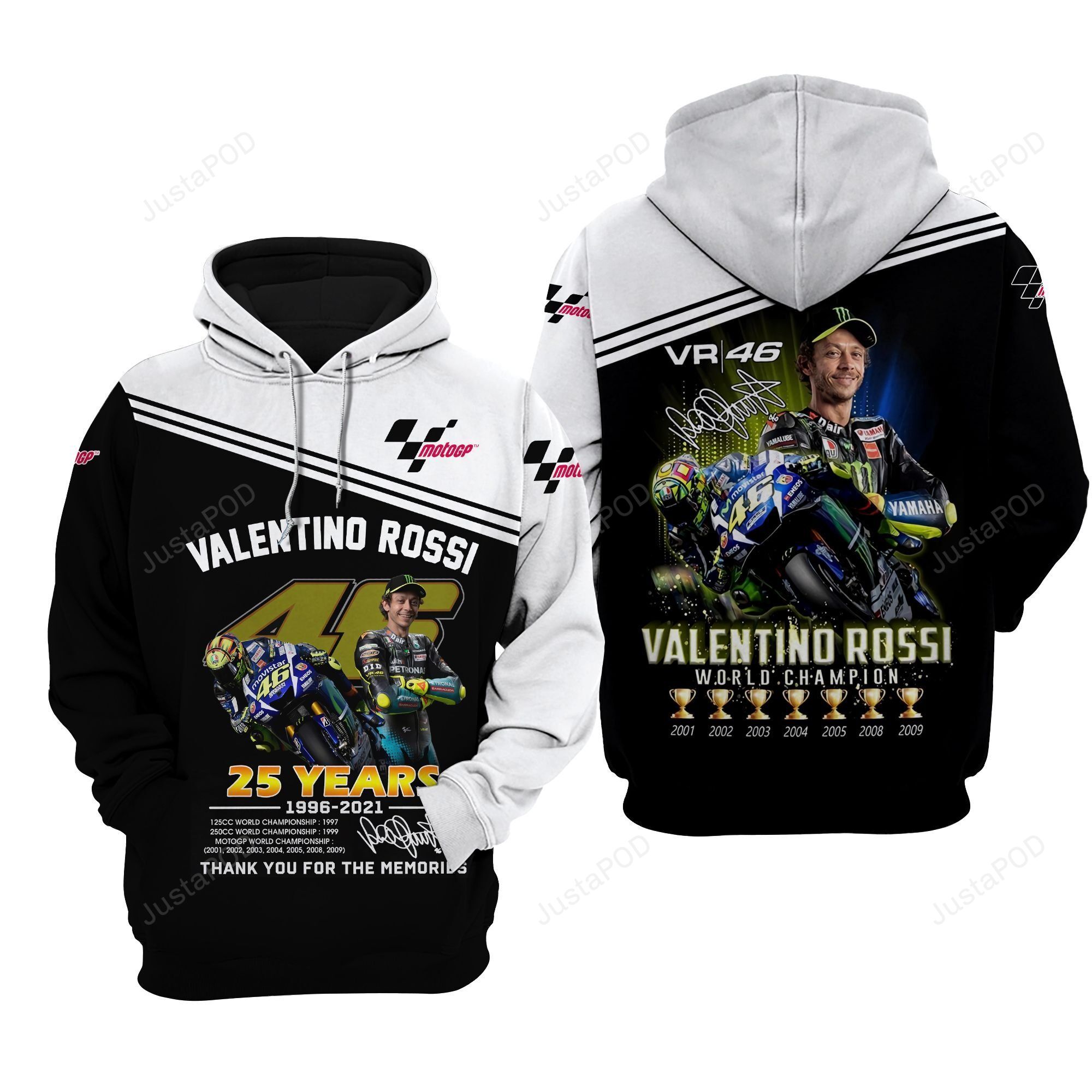 Valentino Rossi Racing World Champion 3d All Over Print Hoodie Zip-up Hoodie