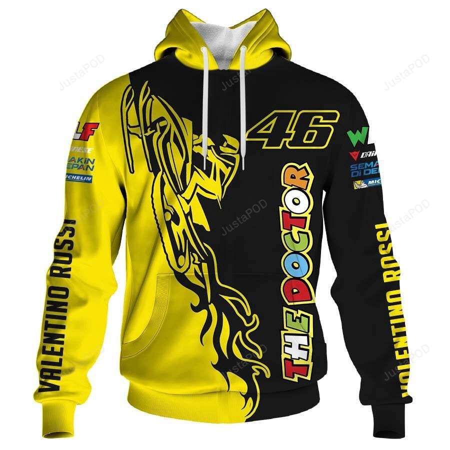 Valentino Rossi The Doctor 3d All Over Printed Hoodie Zip- Up Hoodie