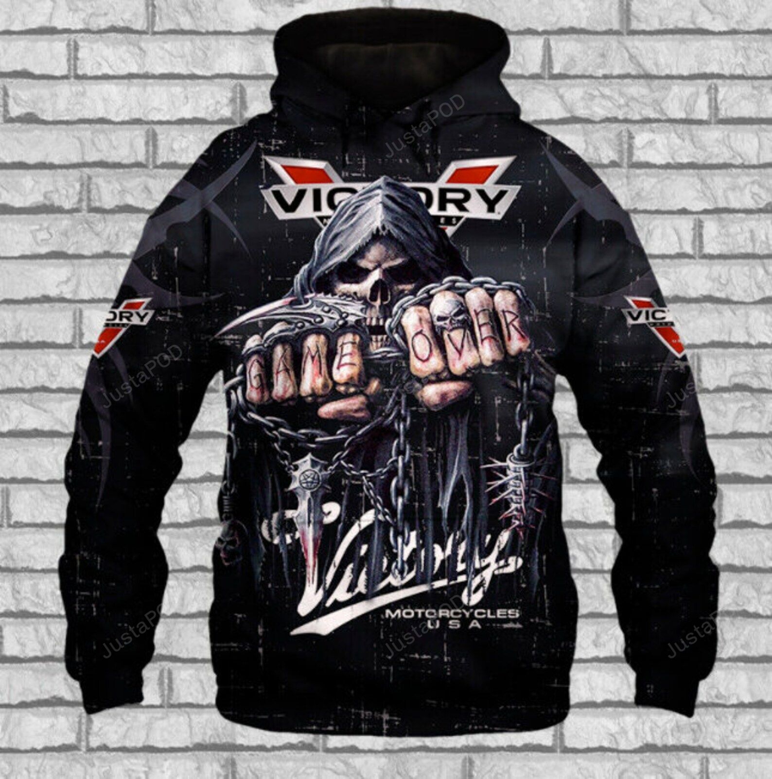 Victory Motorcycles Usa Five Finger Death Punch Band 3d All Over Print Hoodie Zip- Up Hoodie