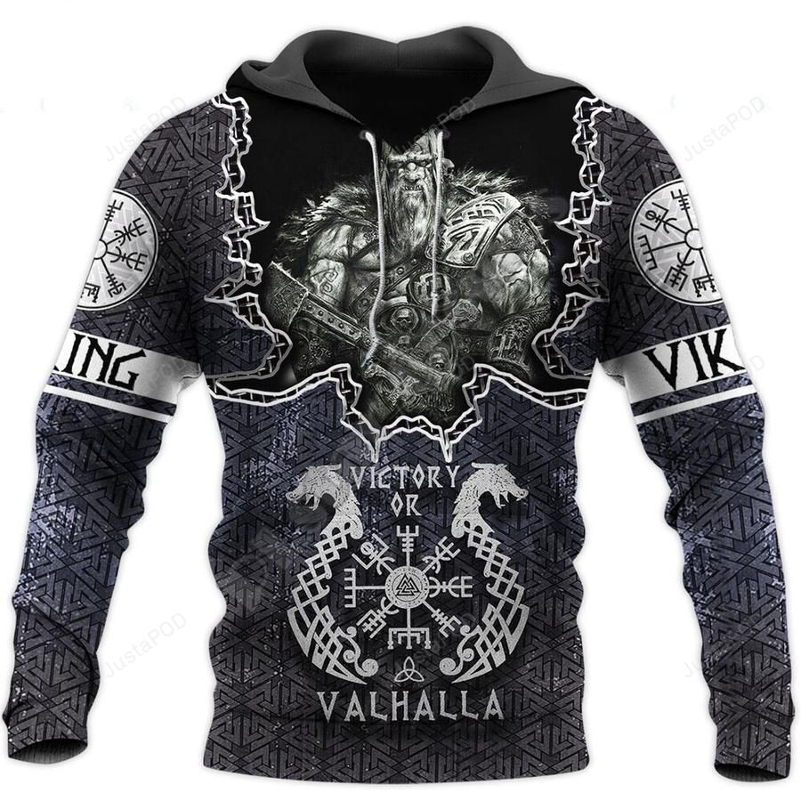 Viking Warrior Victory Or Valhalla 3d All Over Print Hoodie Zip-up Hoodie