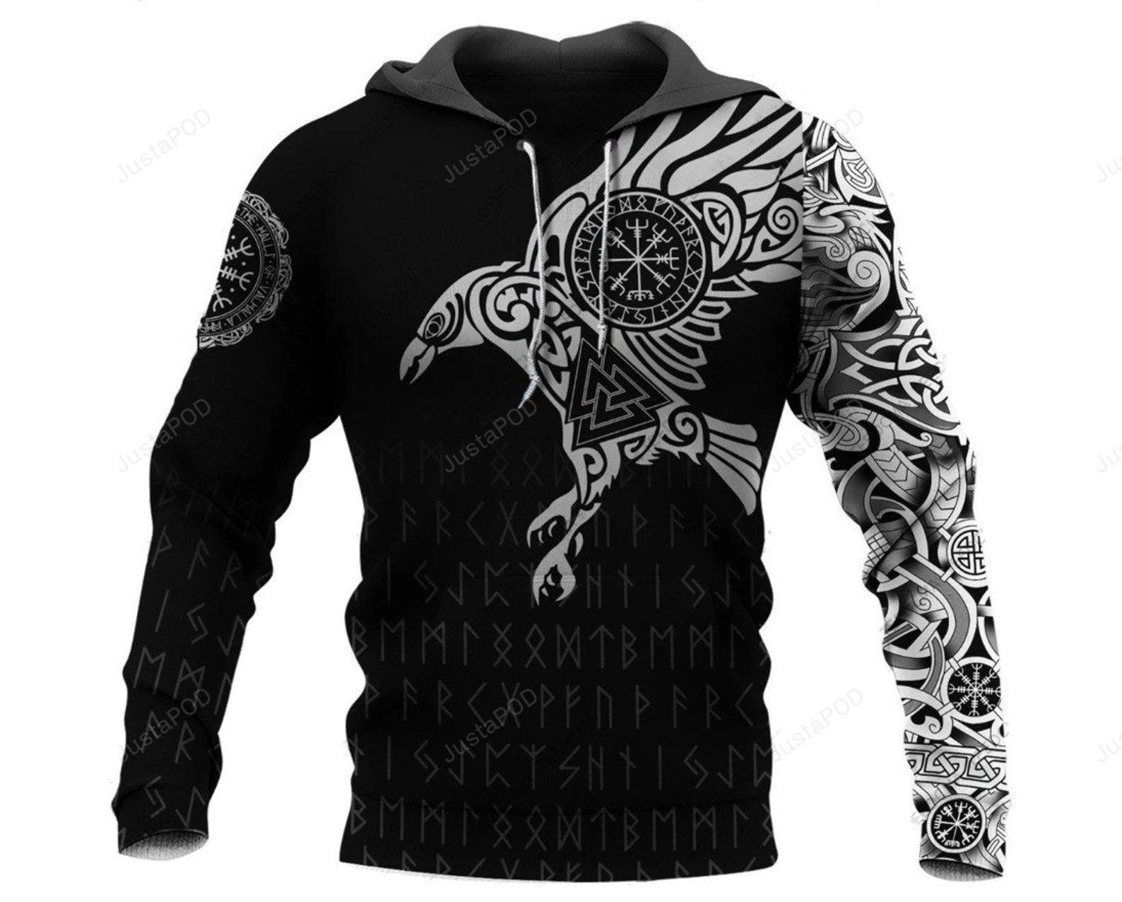 Vikings The Raven Of Odin Tattoo 3d All Over Print Hoodie Zip-up Hoodie-trungten-3yowg