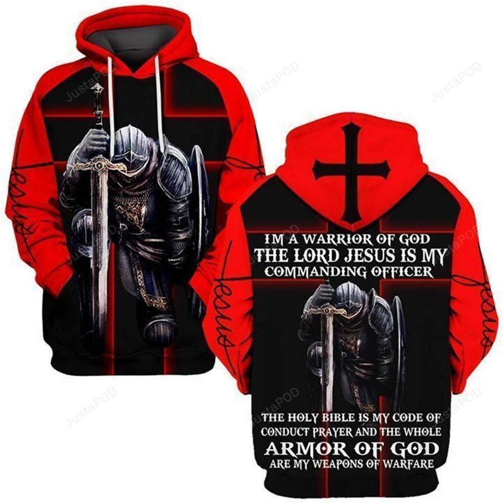 Warrior Of God Lord Jesus Is My Commanding Officer Knight Kneeling 3d All Over Print Hoodie Zip-up Hoodie