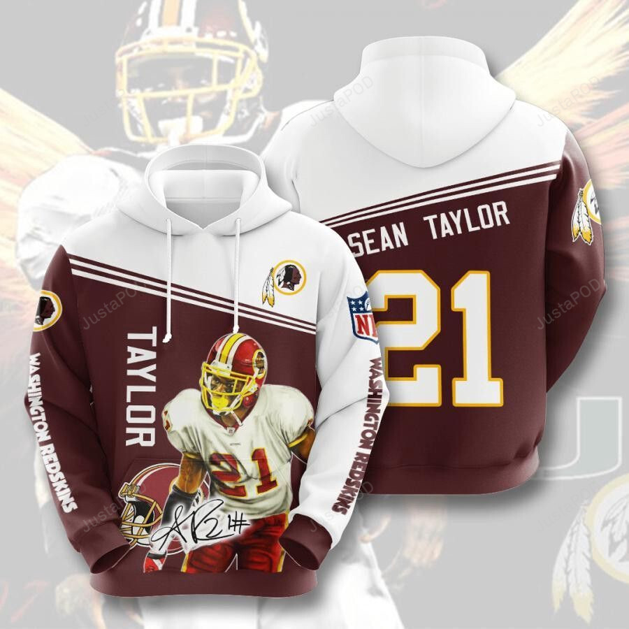 Washington Redskins And Sean Taylor 3d All Over Printed Hoodie Zip- Up Hoodie