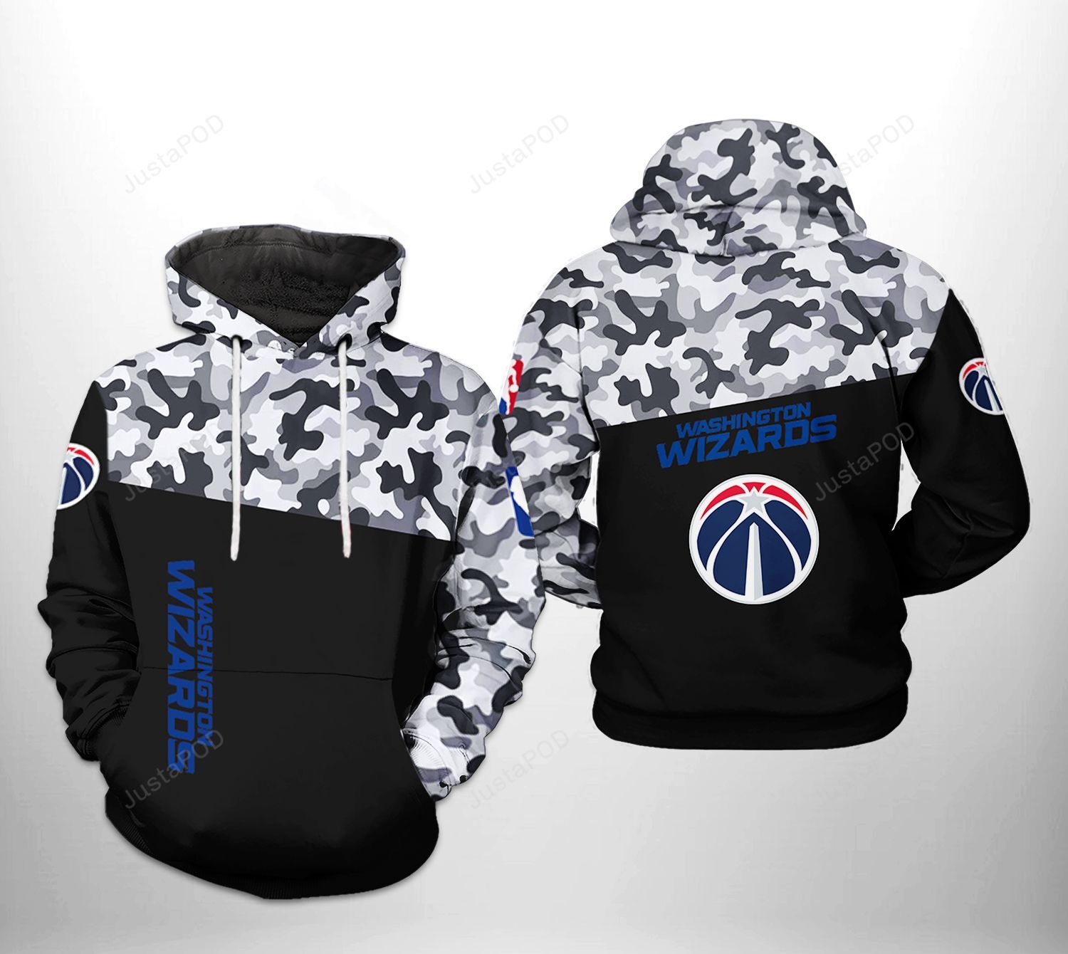 Washington Wizards Nba Camo Veteran Team 3d All Over Print Hoodie Zip-up Hoodie