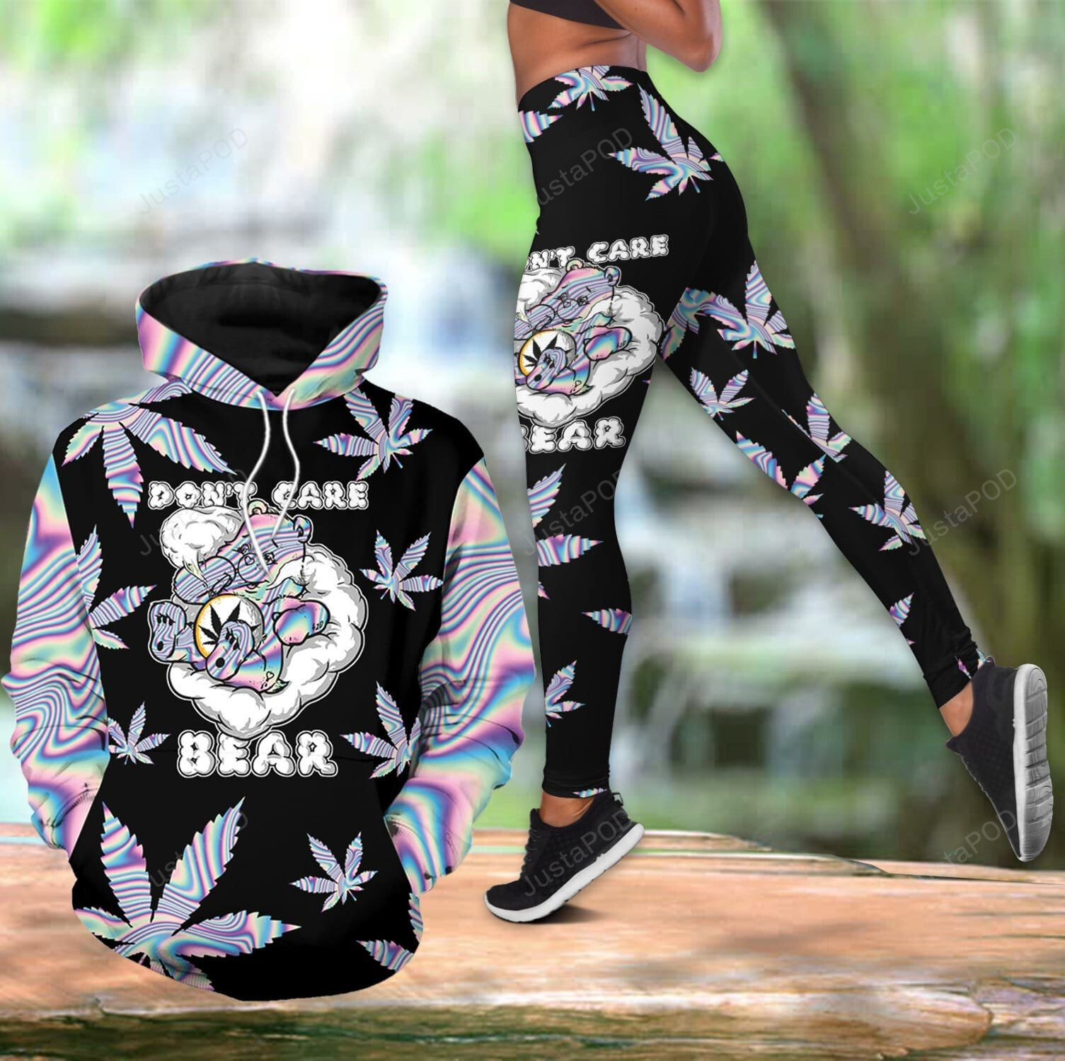 Weed Dont Care Bear Hoodie And Legging All Over Printed