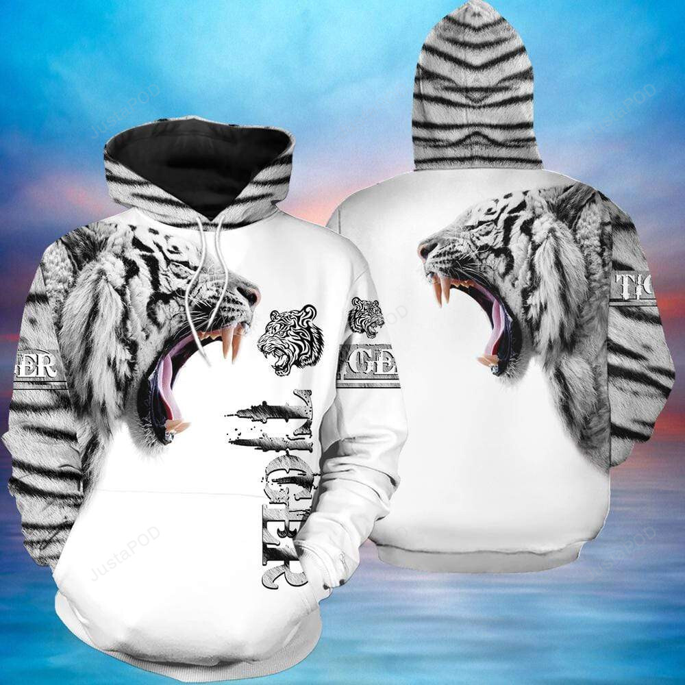 White Tiger Skin 3d All Print Hoodie Zip- Up Hoodie