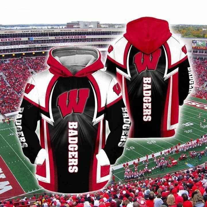 Wisconsin Badgers Ncaa 3d All Over Print Hoodie Zip-up Hoodie