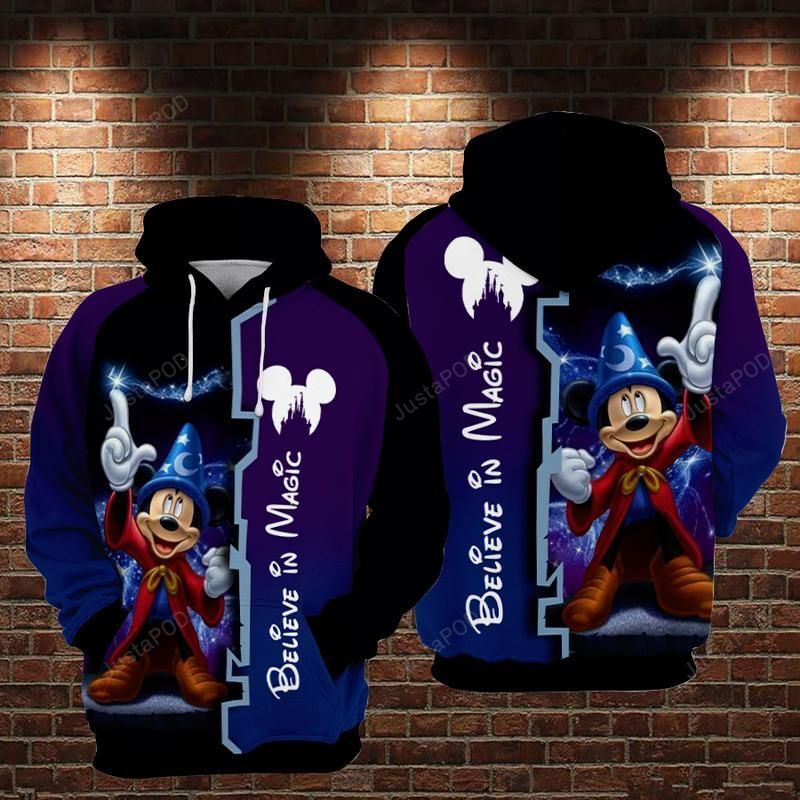 Wizard Mickey Mouse Disney Believe In Magic 3d All Over Print Hoodie Zip-up Hoodie