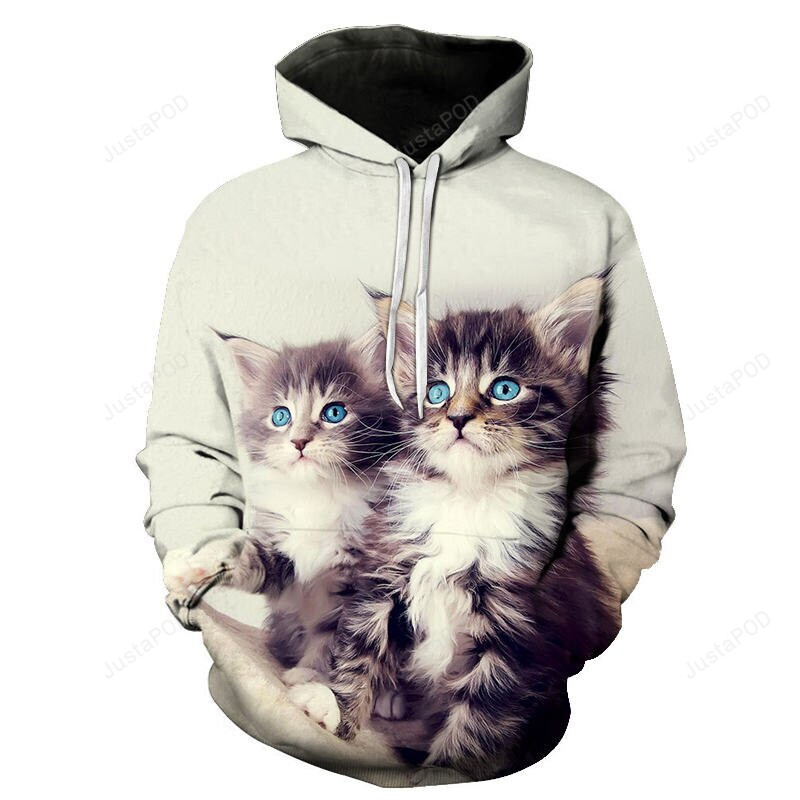 Womens Two Cat 3d All Over Print Hoodie Zip-up Hoodie