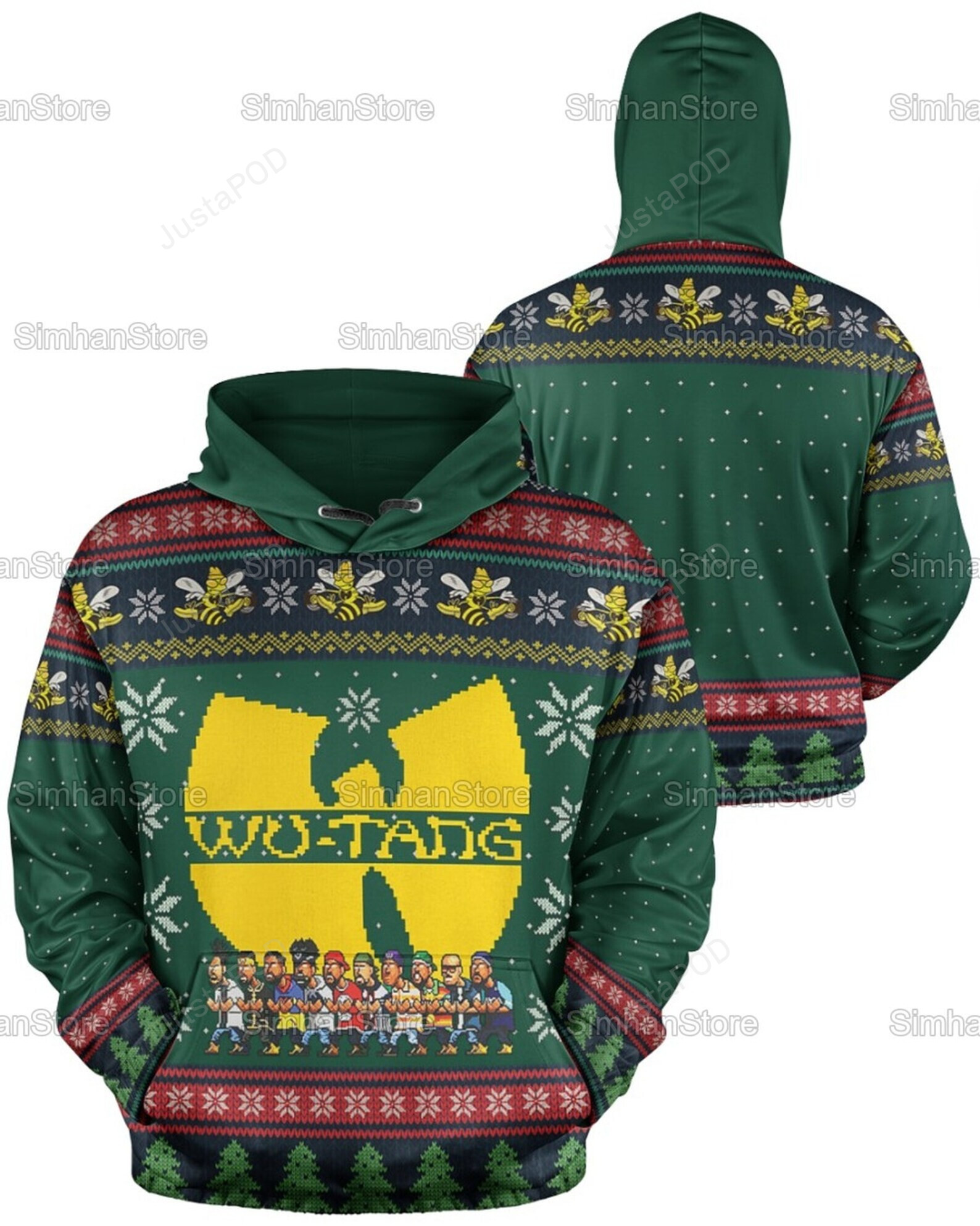 Wu Tang Clan Full Printed Hoodie Wu Tang Fullover Hoodie Mery Chrismas 3d All Over Printed Hoodie Zip- Up Hoodie