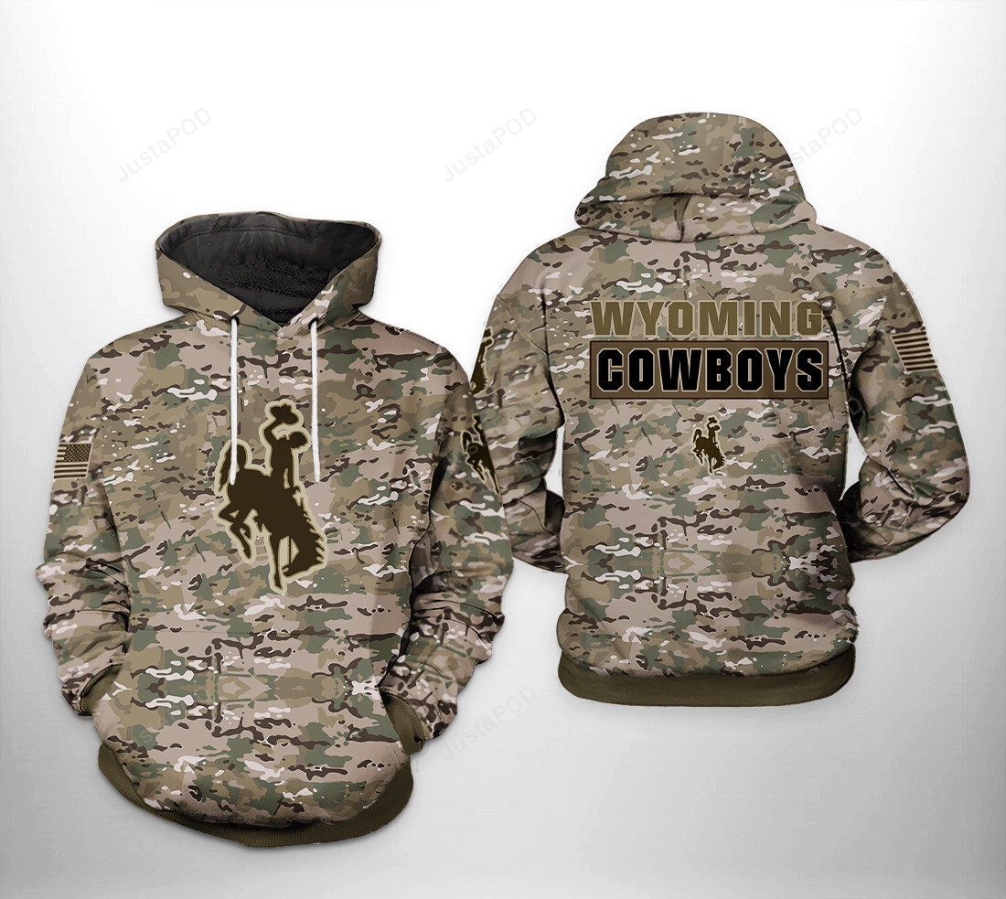 Wyoming Cowboys Ncaa Camo Veteran 3d All Over Print Hoodie Zip-up Hoodie