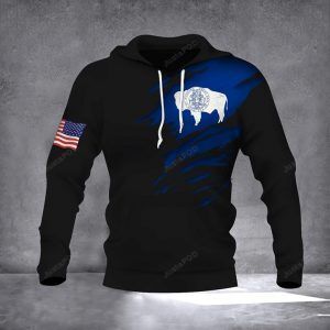 Wyoming Flag And Us American Flag 3d All Over Print Hoodie Zip-up Hoodie